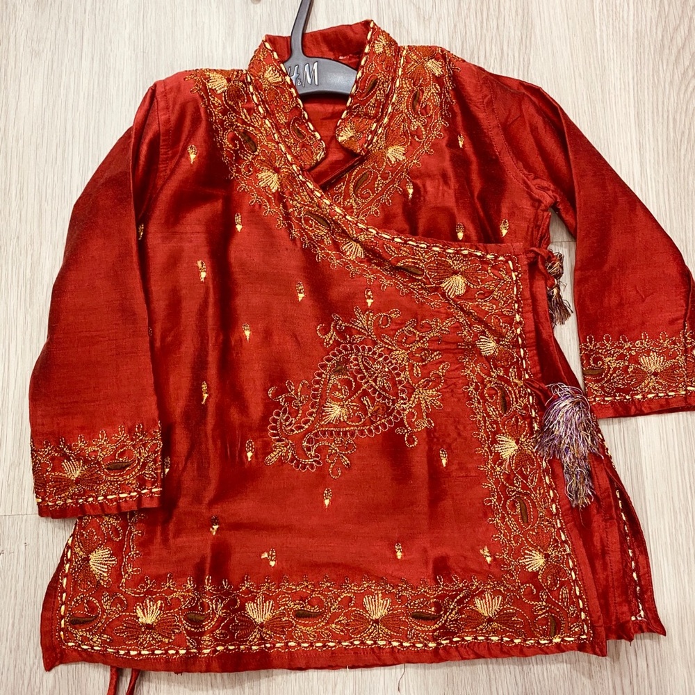 Boys Indian Kurta with kantha embroidery
